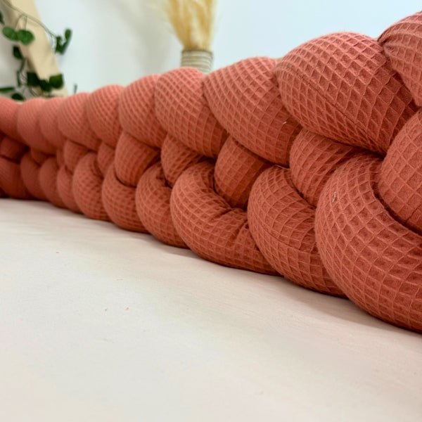 Braided Bed Bumper Waffle Pique Flamingo - 4 braids