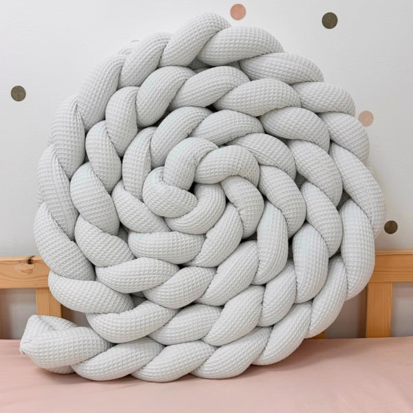 Braided Bed Bumper Waffle Pique Dove - 3 braids