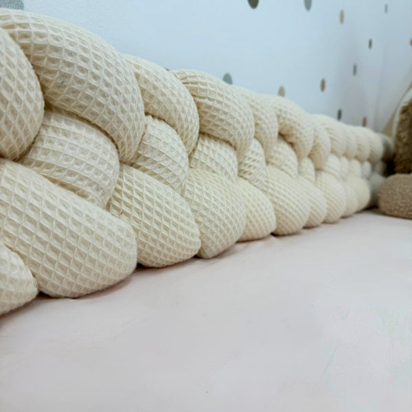 Braided Bed Bumper Waffle Pique Almond - 4 braids
