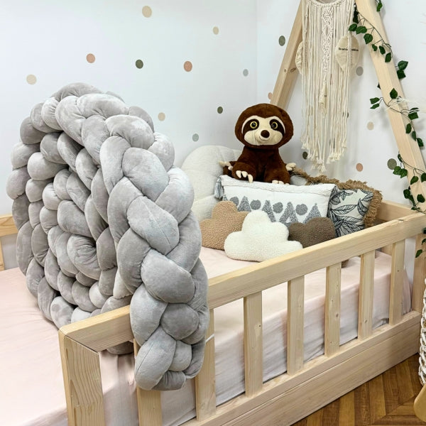 Braided Bed Bumper Velvet Touch Anthracite - 4 braids