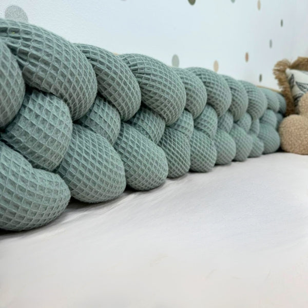 Braided Bed Bumper Waffle Pique Anthracite  - 4 braids