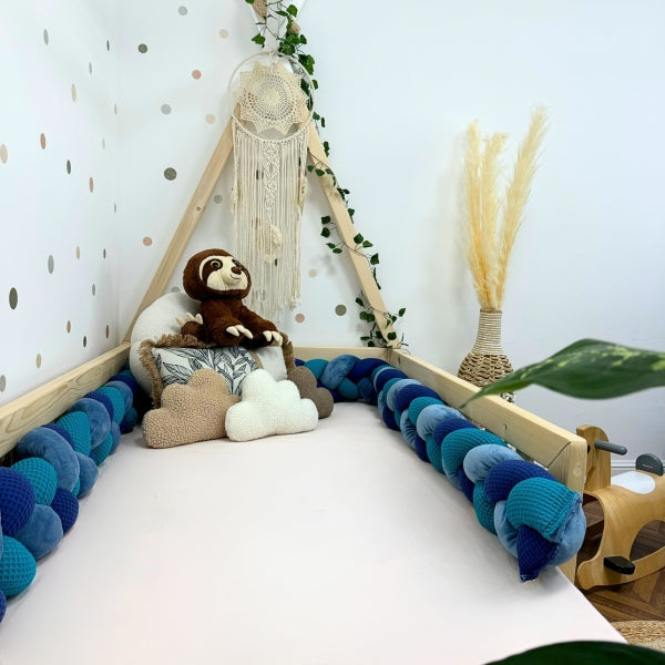 Braided Bed Bumper Blue Night - 3 braids
