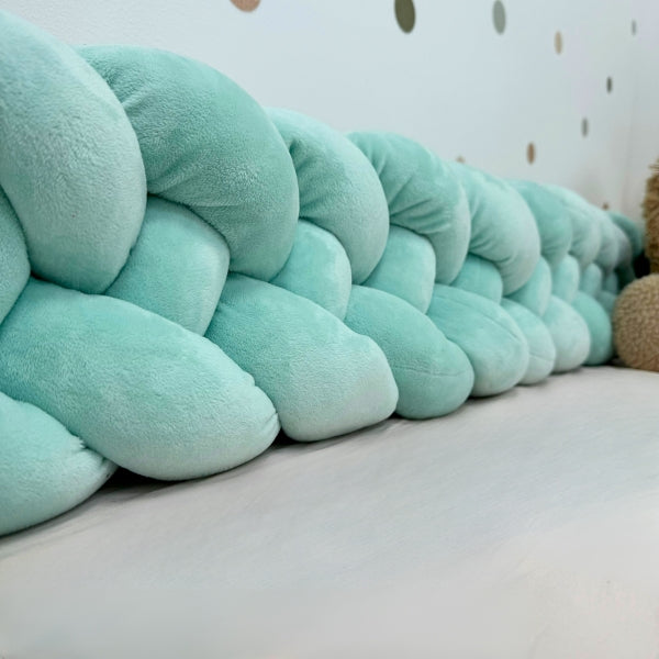 Braided Bed Bumper Velvet Touch Ice Blue - 4 braids