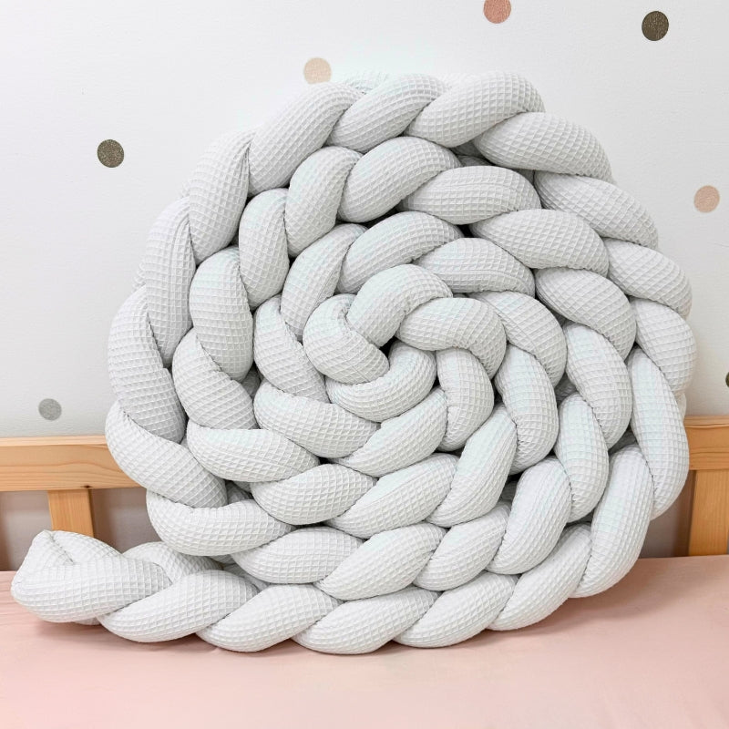 Braided Bed Bumper Waffle Pique Dove - 3 braids