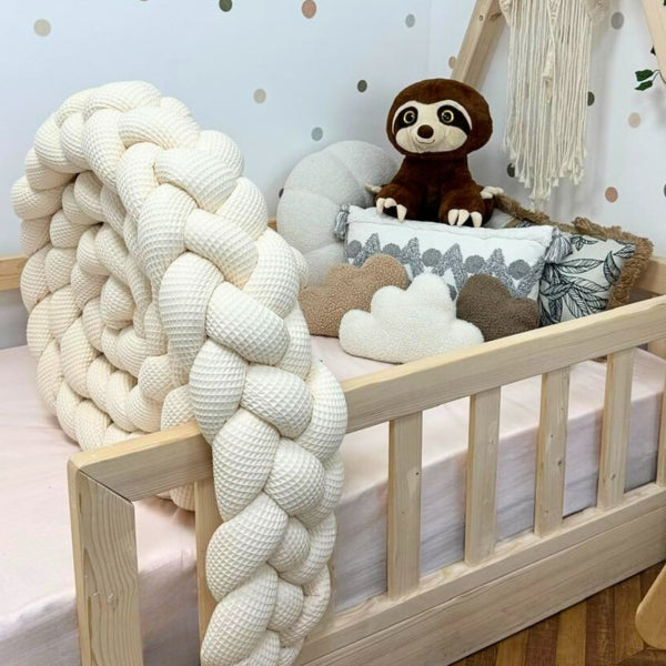 Braided Bed Bumper Waffle Pique Almond - 4 braids