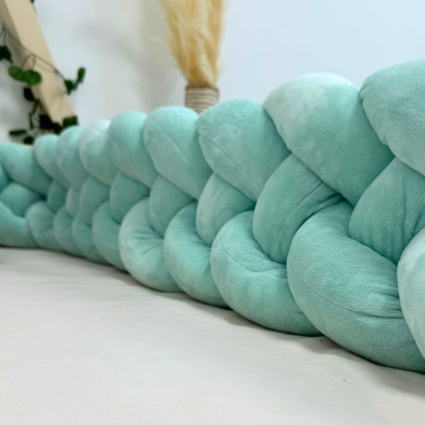 Braided Bed Bumper Velvet Touch Ice Blue - 4 braids