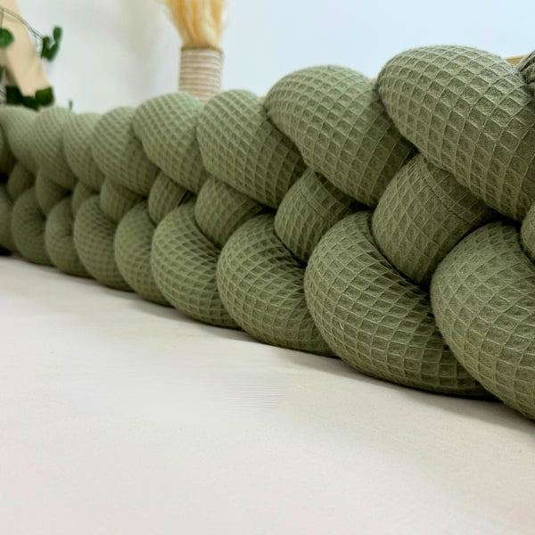 Braided Bed Bumper Waffle Pique Pistachio - 4 braids