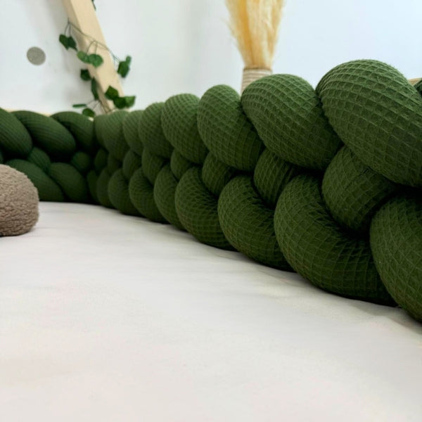 Braided Bed Bumper Waffle Pique Jade - 4 braids