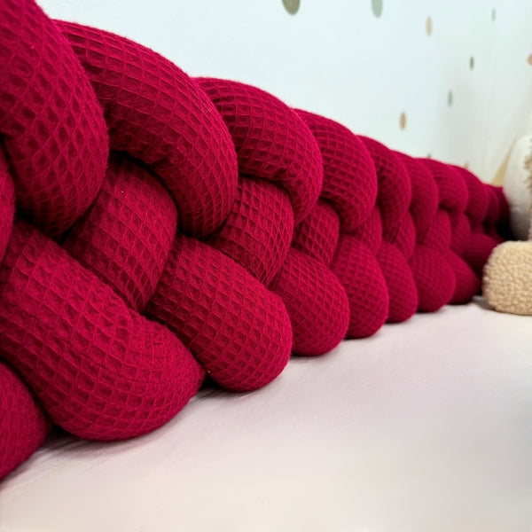 Braided Bed Bumper Waffle Pique Maroon - 4 braids