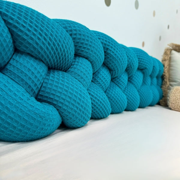 Braided Bed Bumper Waffle Pique Cerulean Blue - 4 braids