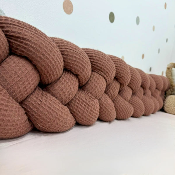 Braided Bed Bumper Waffle Pique Chocolat - 4 braids