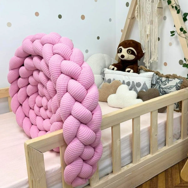 Braided Bed Bumper Waffle Pique Ruby - 4 braids