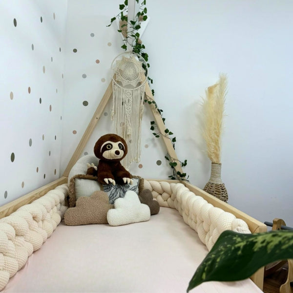 Braided Bed Bumper Waffle Pique Almond - 4 braids