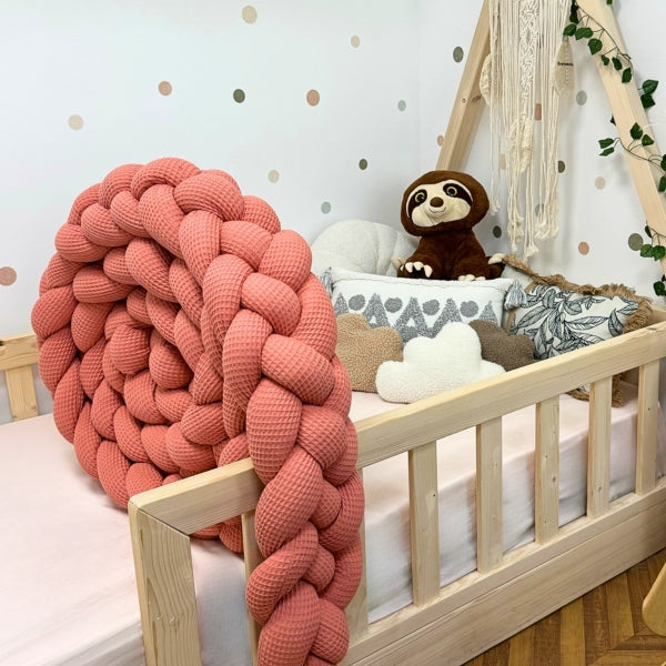 Braided Bed Bumper Waffle Pique Flamingo - 4 braids