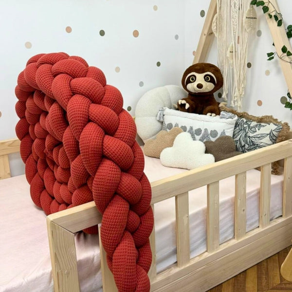 Braided Bed Bumper Waffle Pique Terracotta - 4 braids