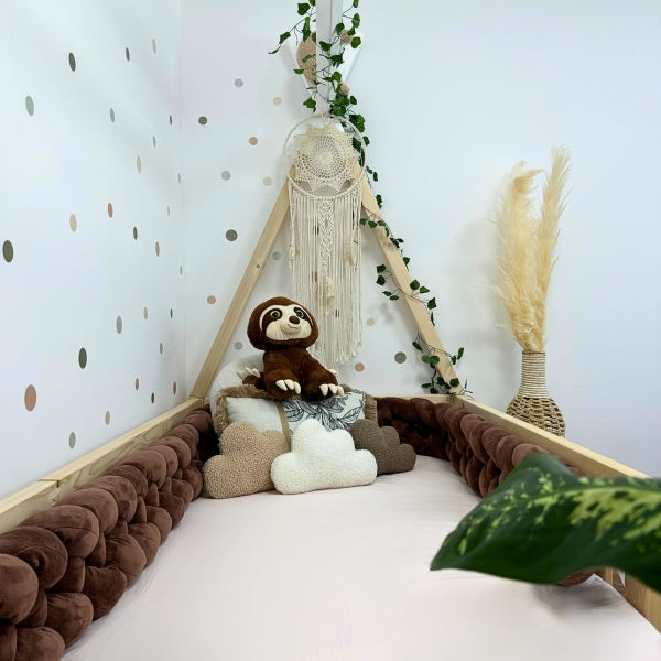 Braided Bed Bumper Velvet Touch Chocolat - 4 braids