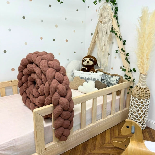 Braided Bed Bumper Waffle Pique Chocolat - 4 braids