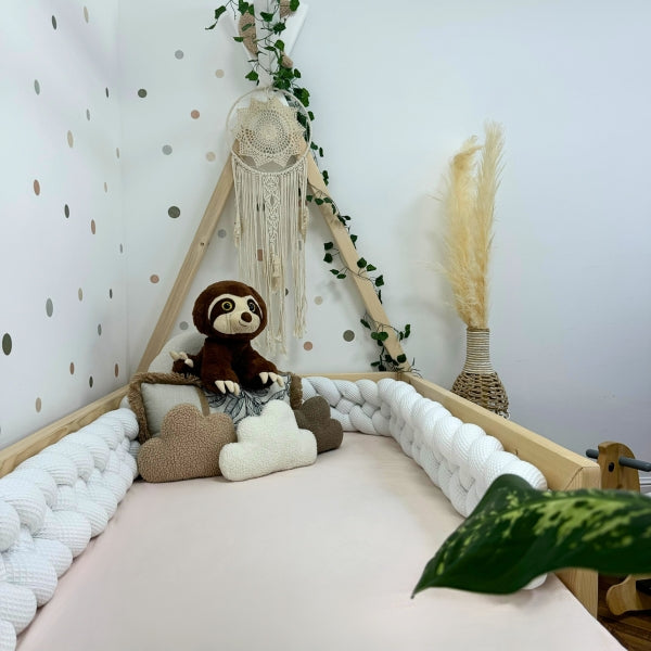 Braided Bed Bumper Waffle Pique Dove - 4 braids
