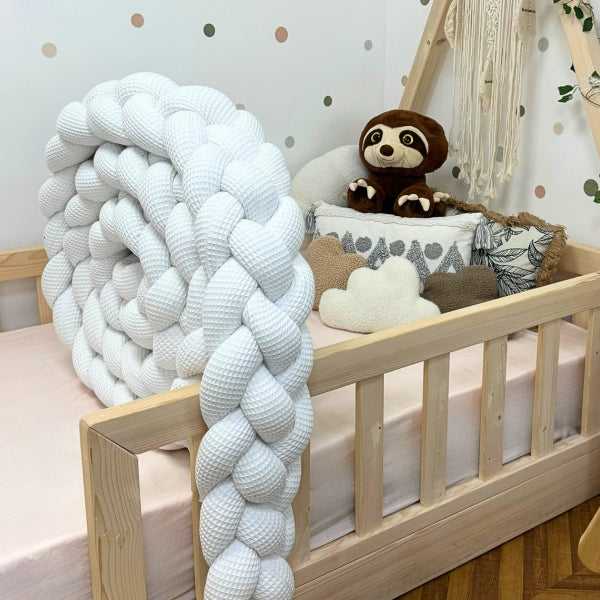 Braided Bed Bumper Waffle Pique Dove - 4 braids