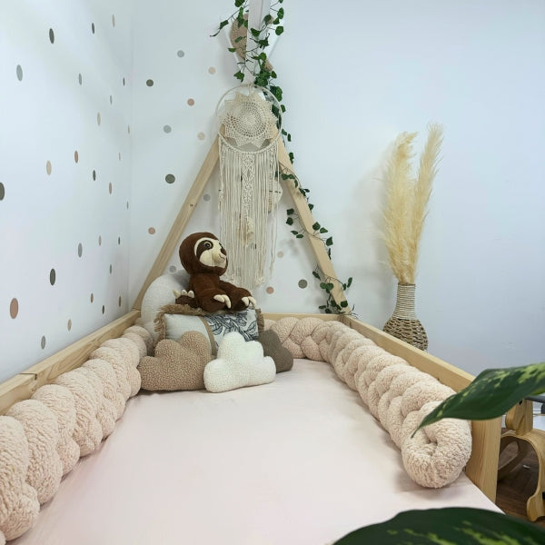 Braided Bed Bumper Teddy Almond - 3 braids