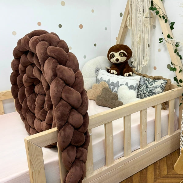 Braided Bed Bumper Velvet Touch Chocolat - 4 braids