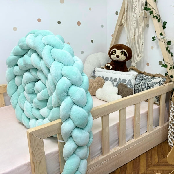 Braided Bed Bumper Velvet Touch Ice Blue - 4 braids