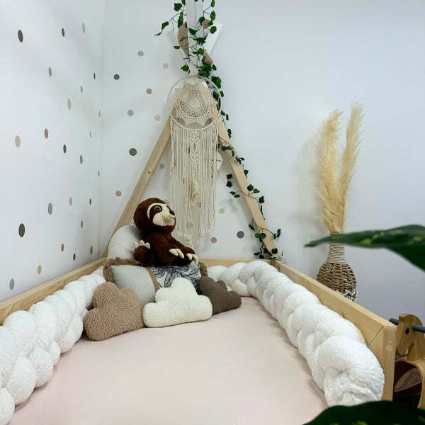 Braided Bed Bumper Teddy Dove - 3 braids