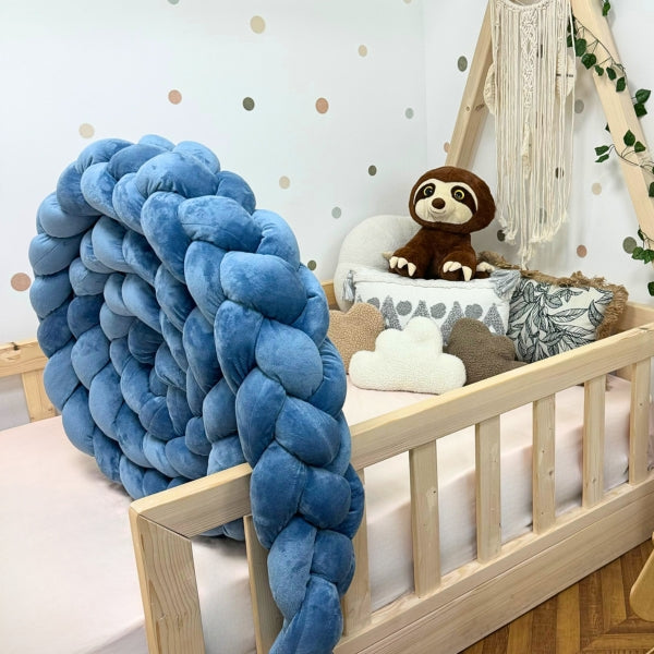 Braided Bed Bumper Velvet Touch Indigo - 4 braids