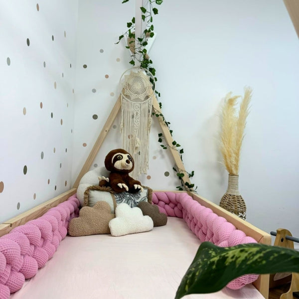 Braided Bed Bumper Waffle Pique Ruby - 4 braids