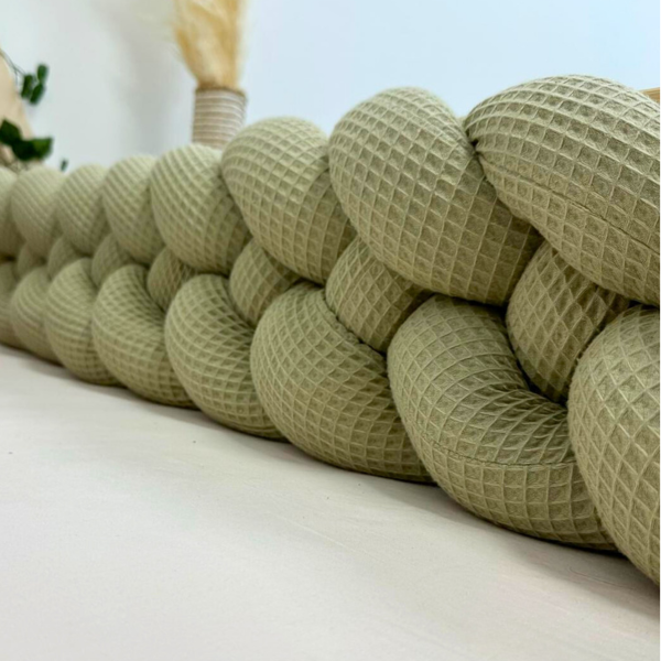 Braided Bed Bumper Waffle Pique Matcha - 4 braids