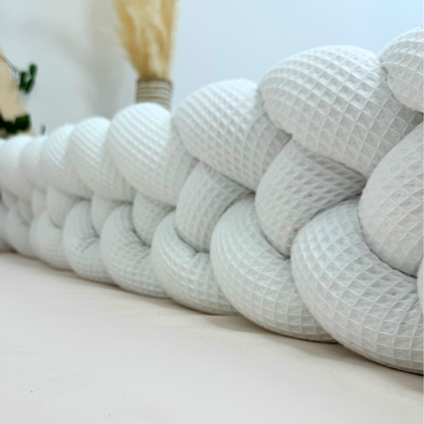 Braided Bed Bumper Waffle Pique Dove - 4 braids