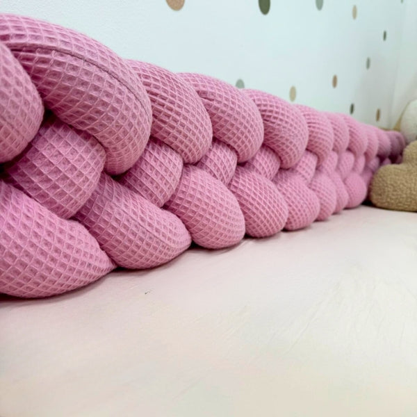 Braided Bed Bumper Waffle Pique Ruby - 4 braids