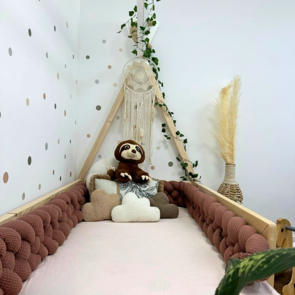 Braided Bed Bumper Waffle Pique Chocolat - 4 braids