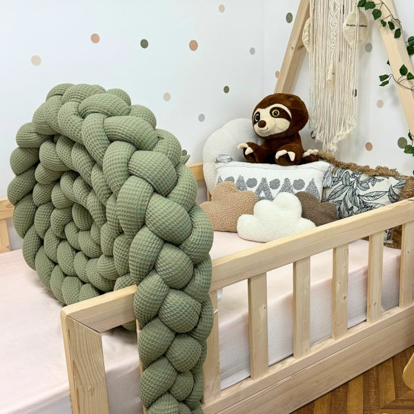 Braided Bed Bumper Waffle Pique Pistachio - 4 braids