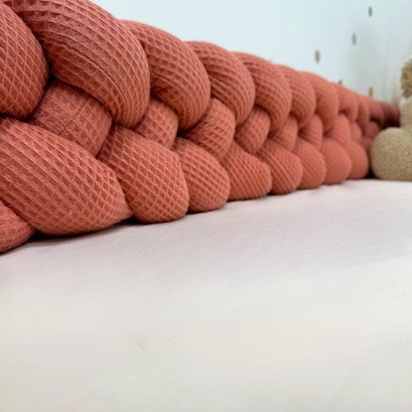 Braided Bed Bumper Waffle Pique Flamingo - 4 braids