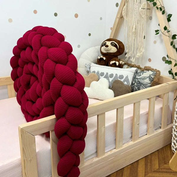 Braided Bed Bumper Waffle Pique Maroon - 4 braids