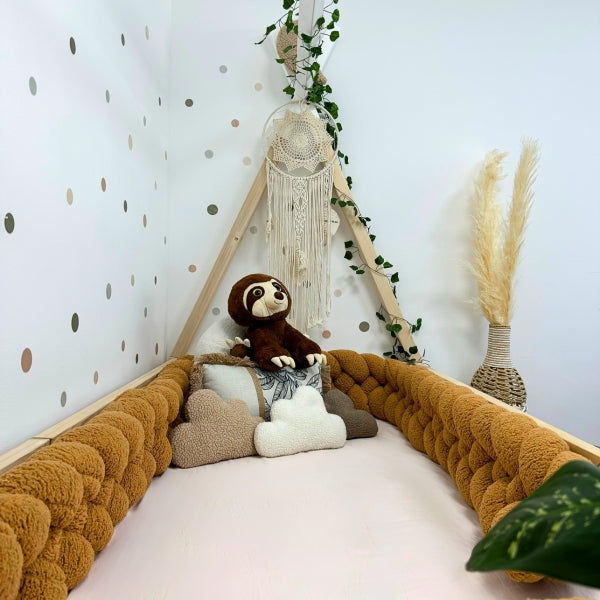Braided Bed Bumper Teddy Caramel - 4 braids