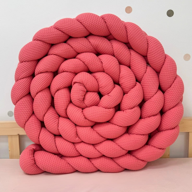 Braided Bed Bumper Waffle Pique Bubblegum - 3 braids