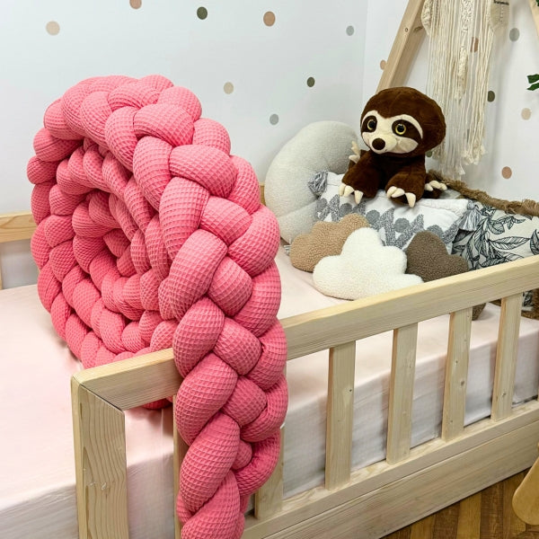 Braided Bed Bumper Waffle Pique Bubblegum - 4 braids