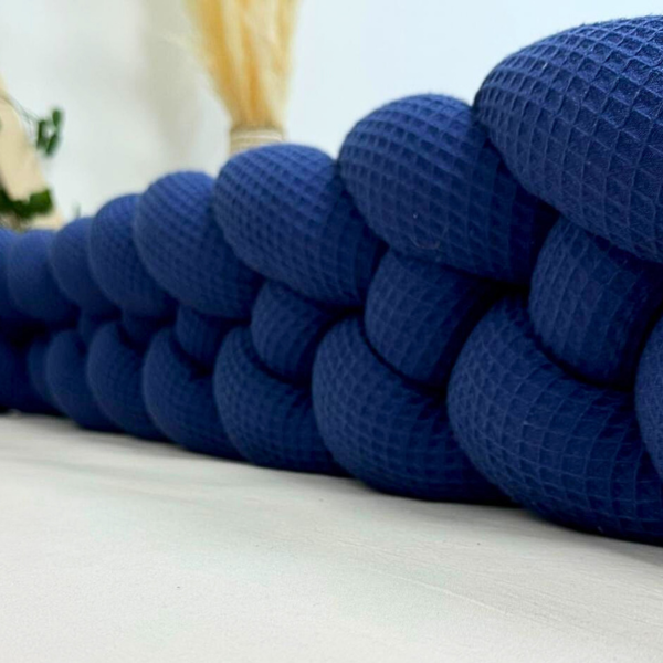 Braided Bed Bumper Waffle Pique Indigo- 4 braids