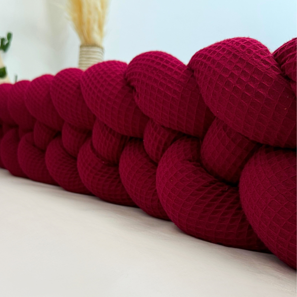 Braided Bed Bumper Waffle Pique Maroon - 4 braids