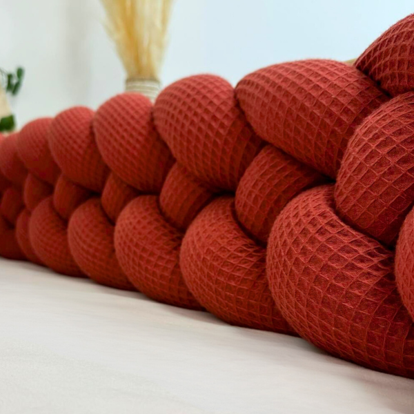 Braided Bed Bumper Waffle Pique Terracotta - 4 braids