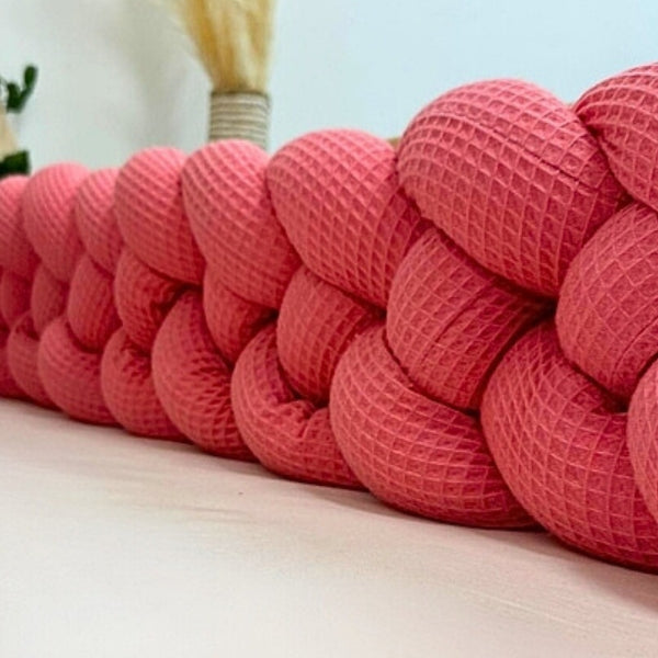 Braided Bed Bumper Waffle Pique Bubblegum - 4 braids