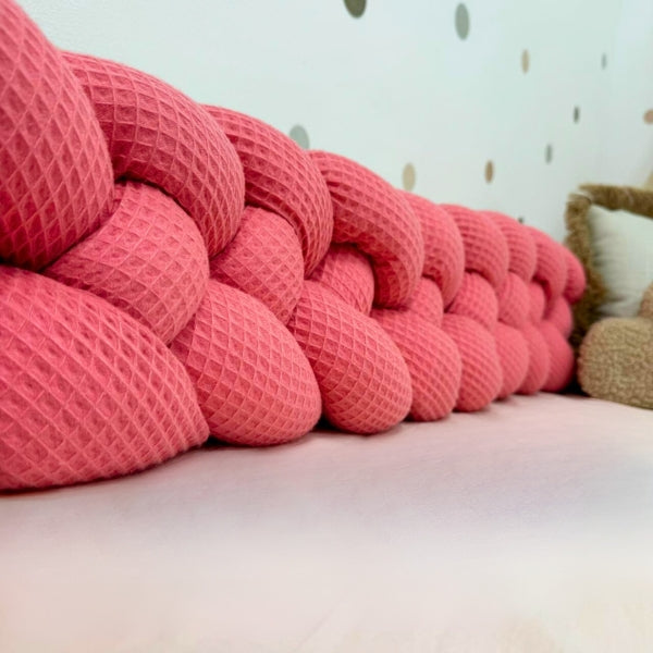 Braided Bed Bumper Waffle Pique Bubblegum - 4 braids