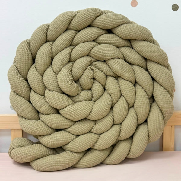 Braided Bed Bumper Waffle Pique Matcha - 3 braids