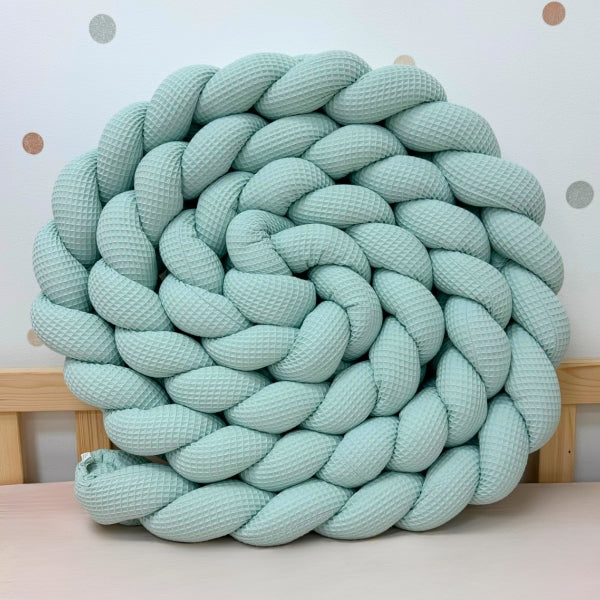 Braided Bed Bumper Waffle Pique Blue Ice Blue - 3 braids