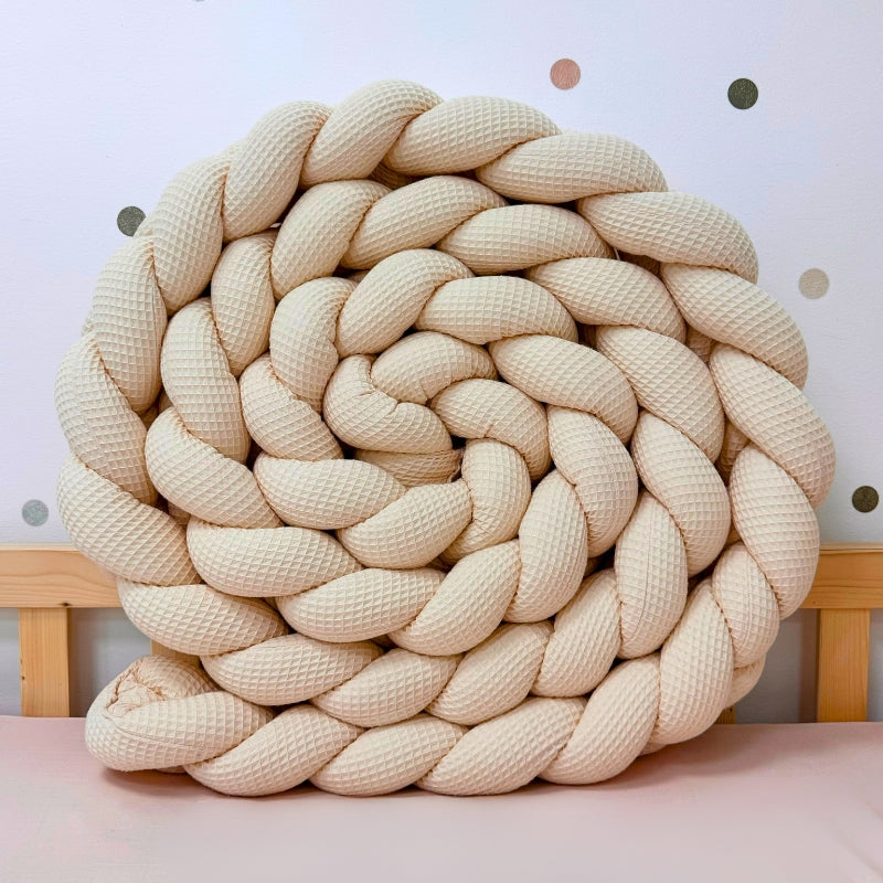 Braided Bed Bumper Waffle Pique Almond - 3 braids