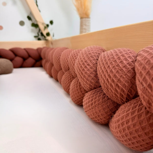 Braided Bed Bumper Waffle Pique Chocolat - 3 braids