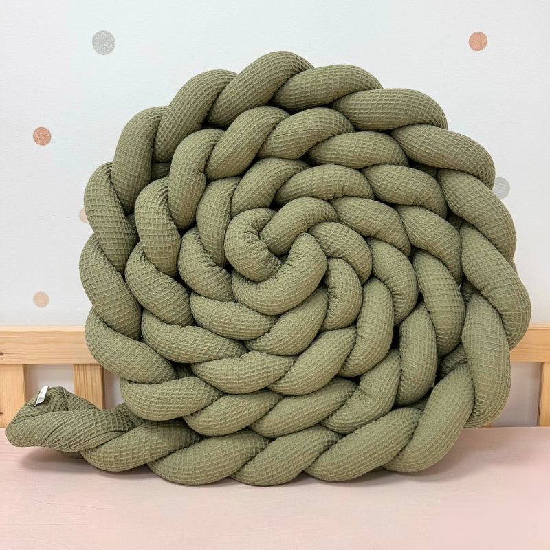 Braided Bed Bumper Waffle Pique Pistachio - 3 braids