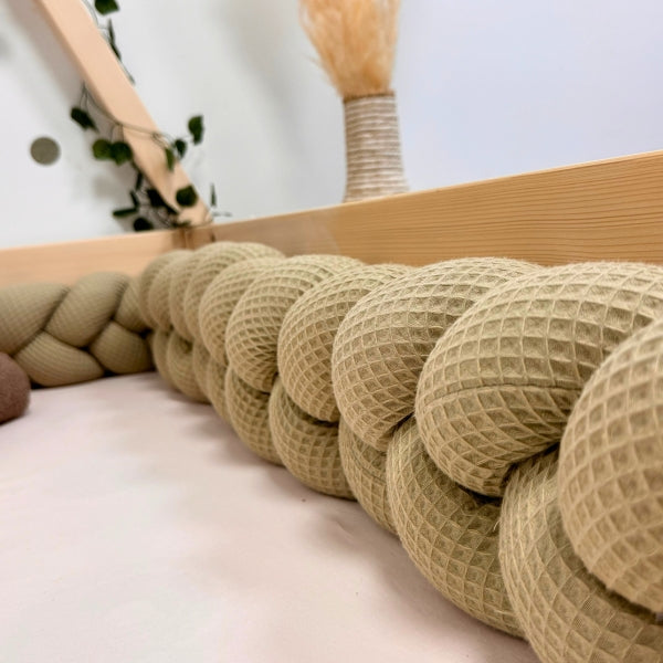 Braided Bed Bumper Waffle Pique Matcha - 3 braids